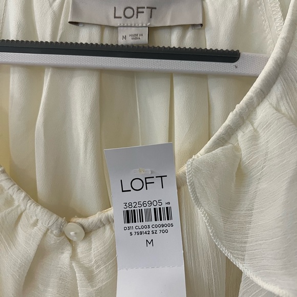 LOFT Ivory Ruffle Blouse - Picture 3 of 3